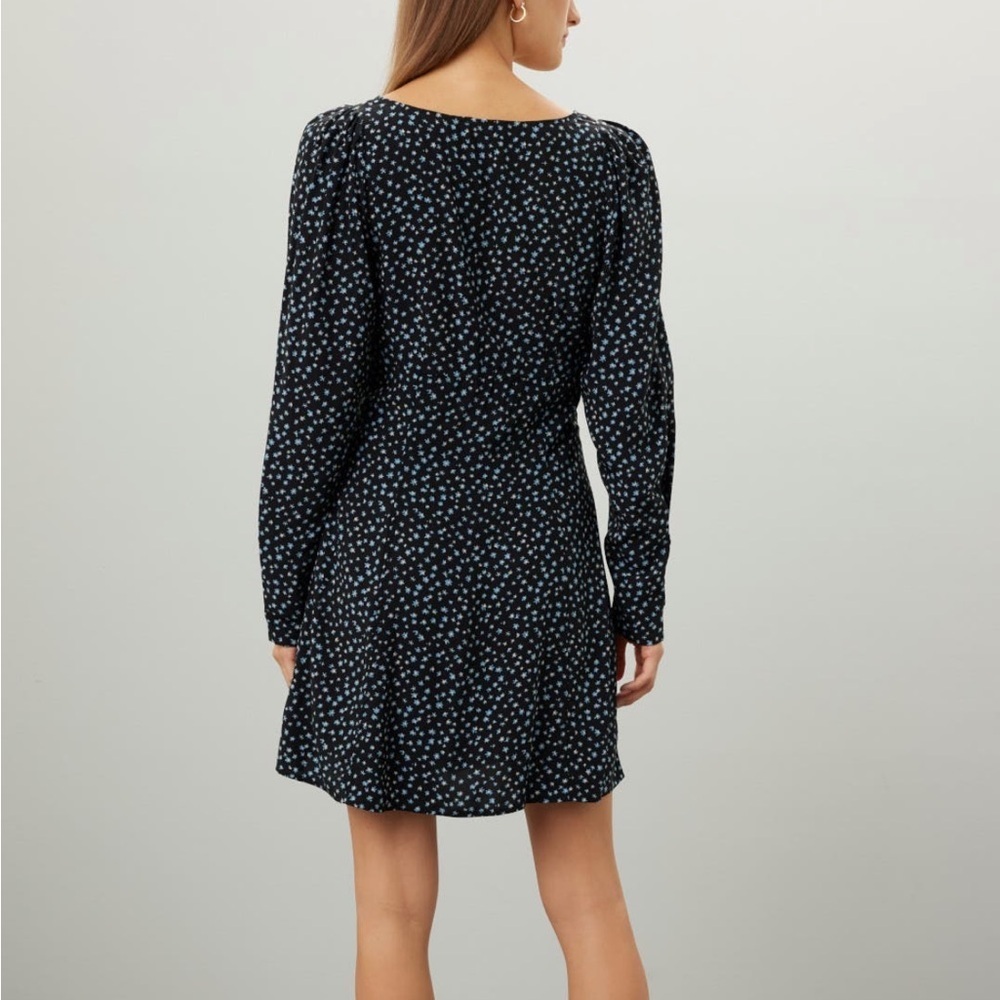 Madewell Seamed Long Sleeve Mini Dress Size 4 In Ditsy Floral Blue NWT - Picture 4 of 15